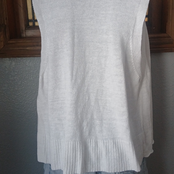 Eileen Fisher White Sleeveless Cardigan, Wowens L, Great Condition, Soft Light - Picture 2 of 5